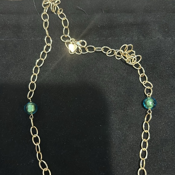 14kt Gold necklace with beautiful glass!! Perfect for summer tans! ❤️ - Picture 3 of 5